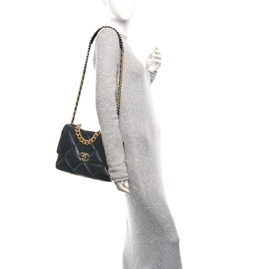 Chanel Lambskin Quilted Large Chanel 19 Flap Black