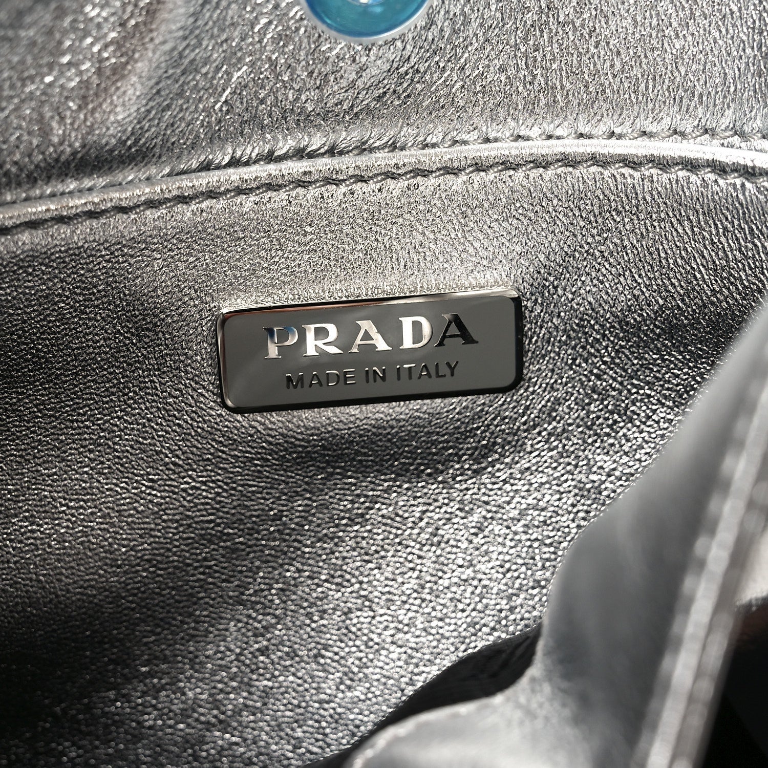 Prada Spazzolato Concert Printed Cleo Shoulder Bag Argento