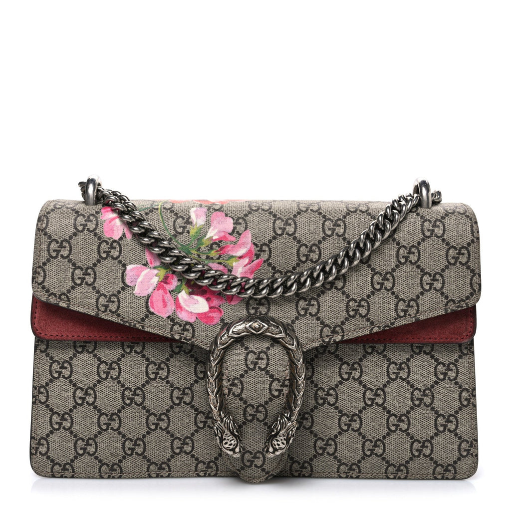 Gucci GG Supreme Monogram Blooms Small Dionysus Shoulder Bag Beige Multicolor Dry Rose