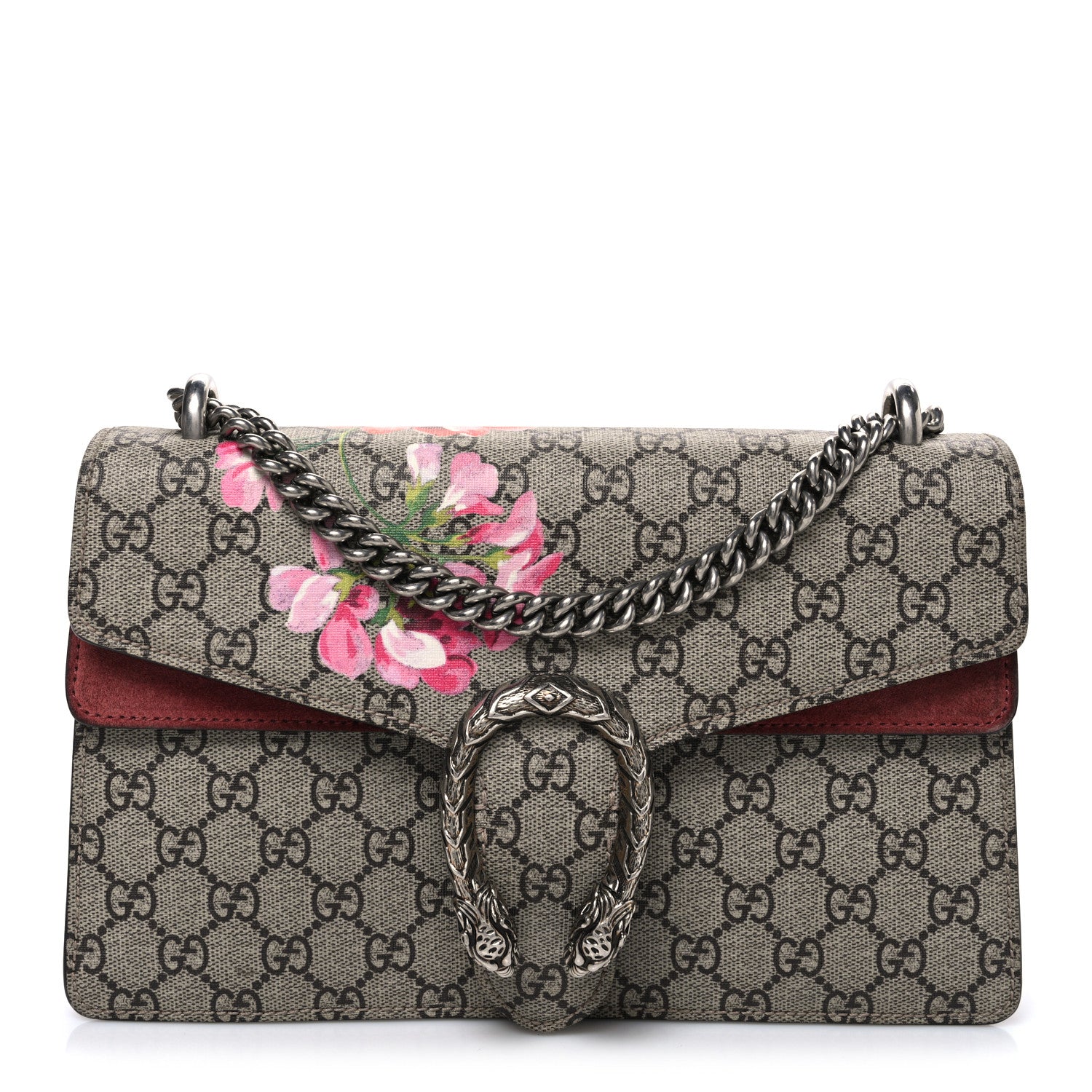 Gucci GG Supreme Monogram Blooms Small Dionysus Shoulder Bag Beige Multicolor Dry Rose