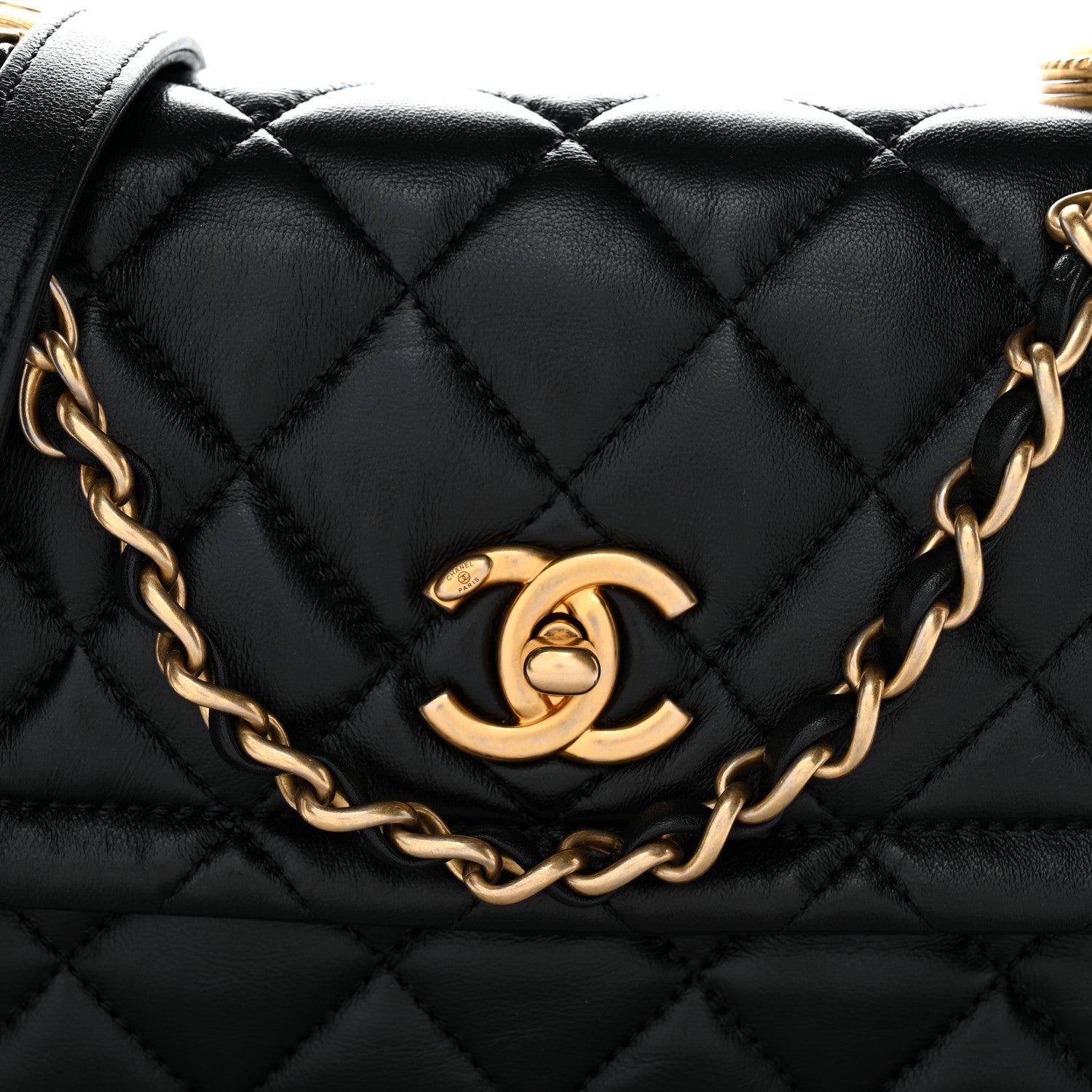Chanel Shiny Lambskin Quilted Mini Flap Black