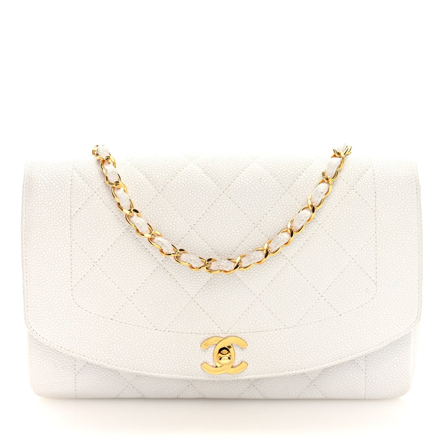 Chanel Caviar Quilted Medium Single Flap White