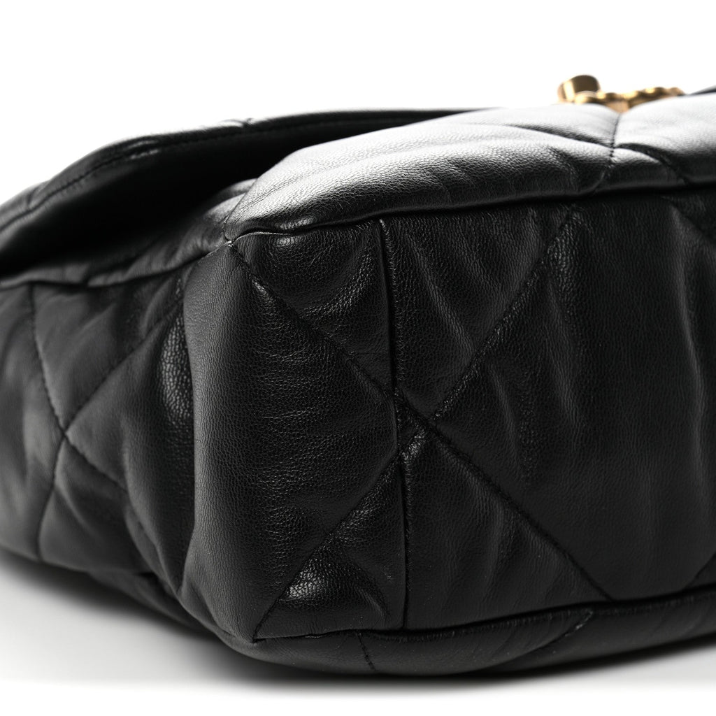 Chanel Goatskin Quilted Large Chanel 19 Flap Black