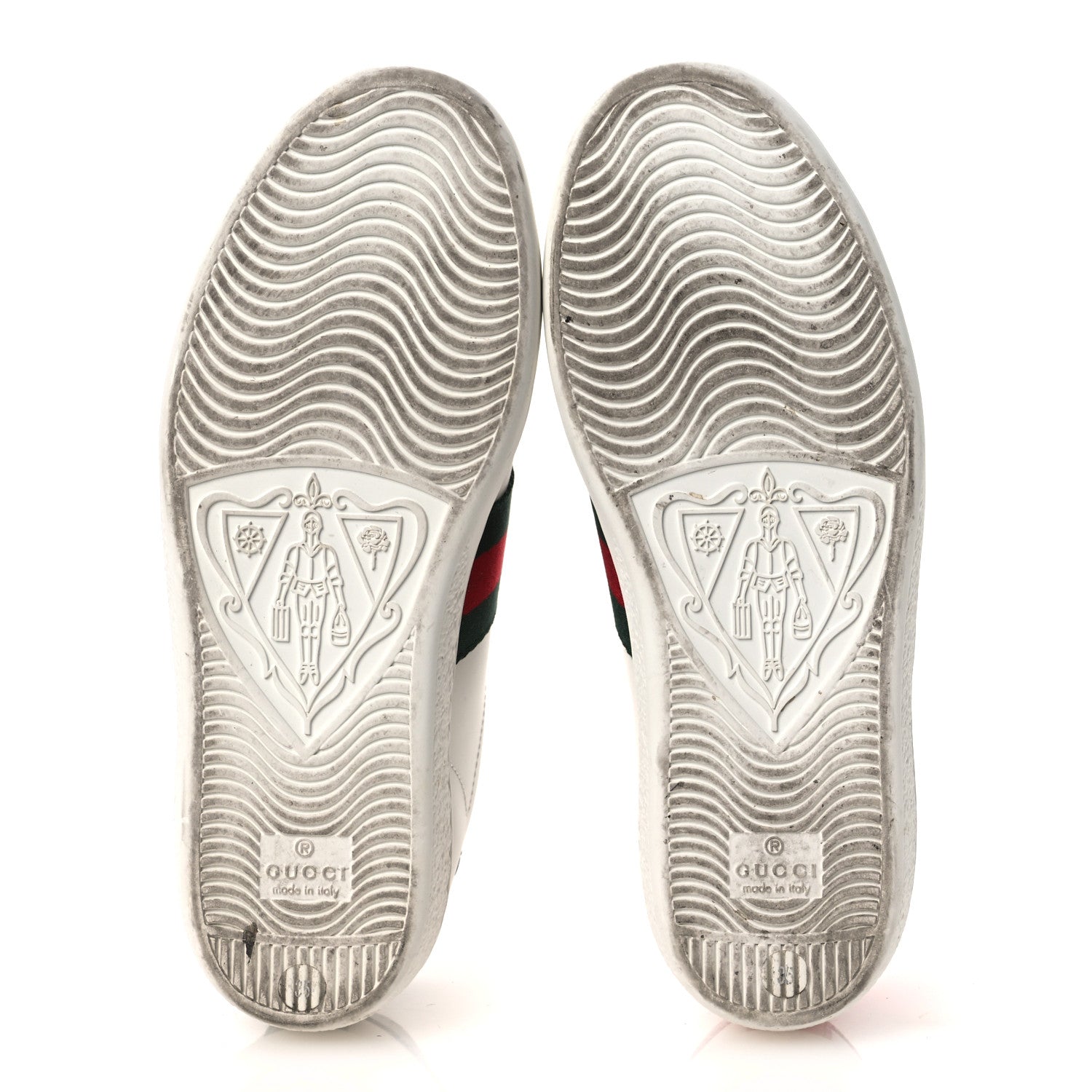 Gucci Calfskin Ayers Bee Embroidered Womens Ace Sneakers 35 White Green