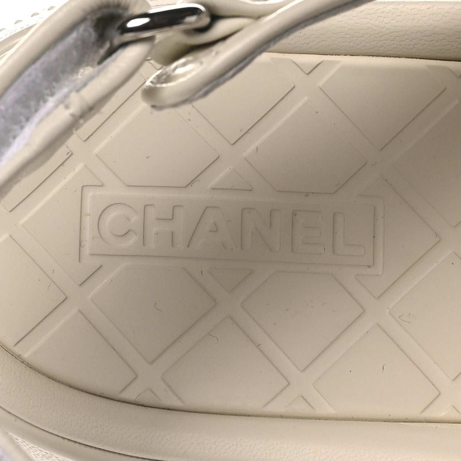 Chanel Shiny Calfskin Chain CC Velcro Dad Platform Sandals 39.5 White