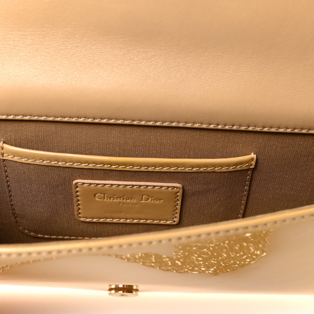 Christian Dior Patent Cannage Lady Dior Convertible Clutch Beige