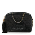 Chanel Lizard Diamond Quilted Tassel Camera Case Black