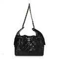 Chanel Shiny Crumpled Calfskin Quilted Small Chanel 25 Handbag Black