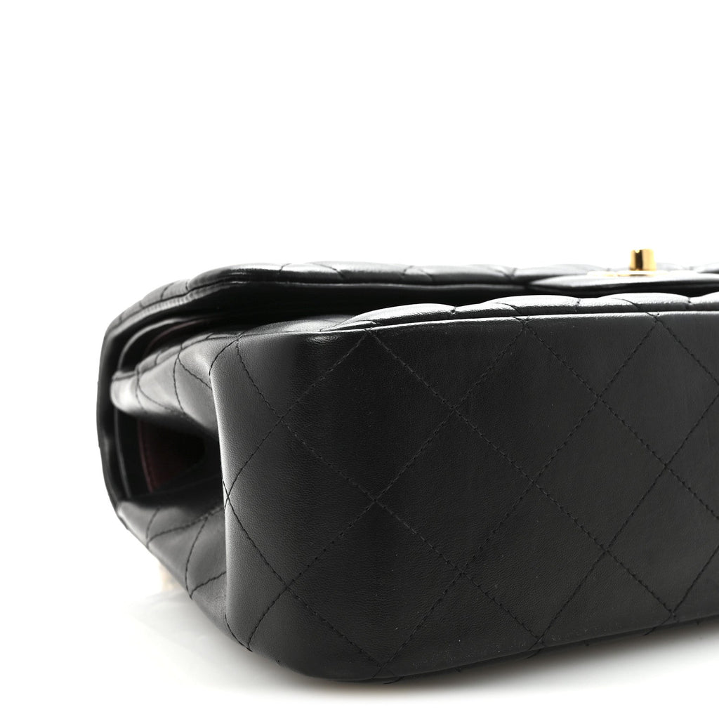 Chanel Lambskin Quilted Jumbo Double Flap  Black