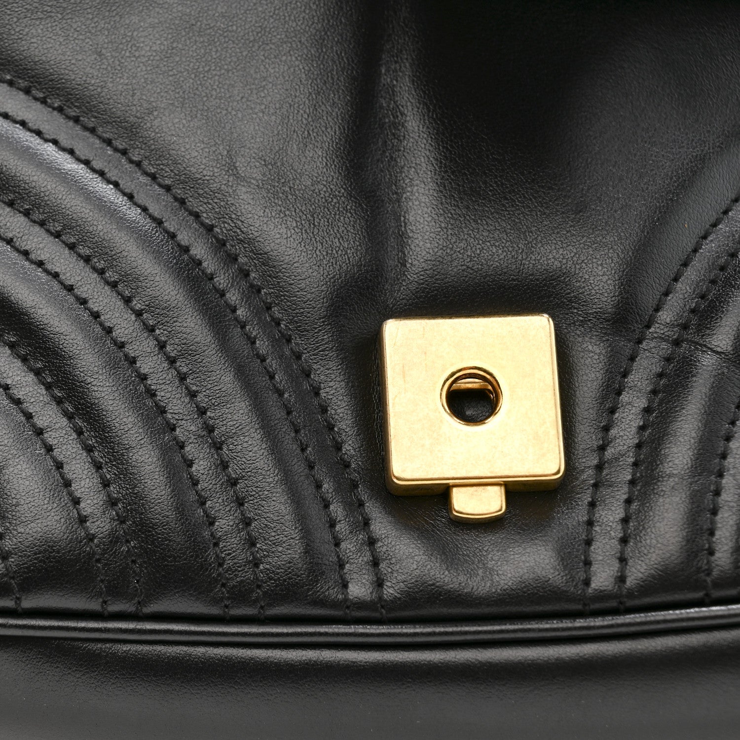Gucci Calfskin Matelasse Mini GG Marmont Shoulder Bag Black