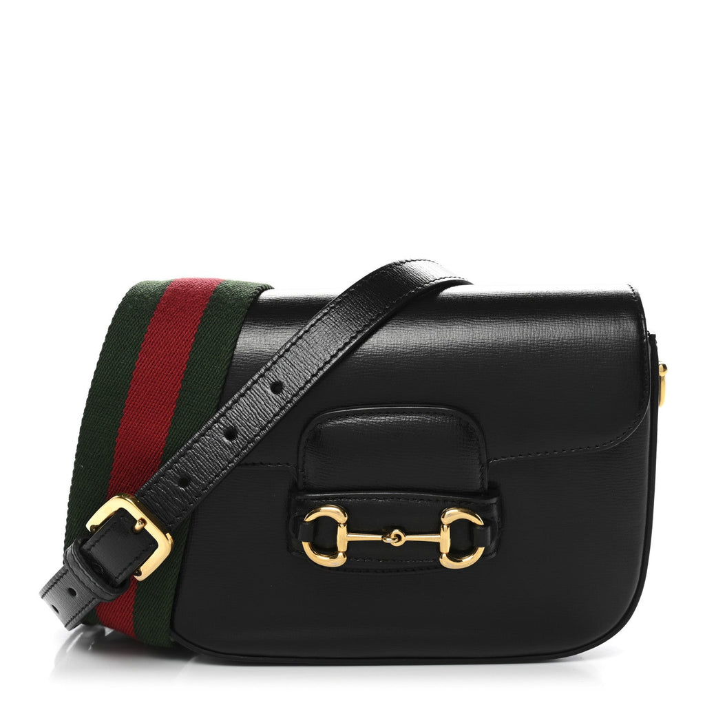 Gucci Azalea Calfskin Web Mini Horsebit 1955 Shoulder Bag Black