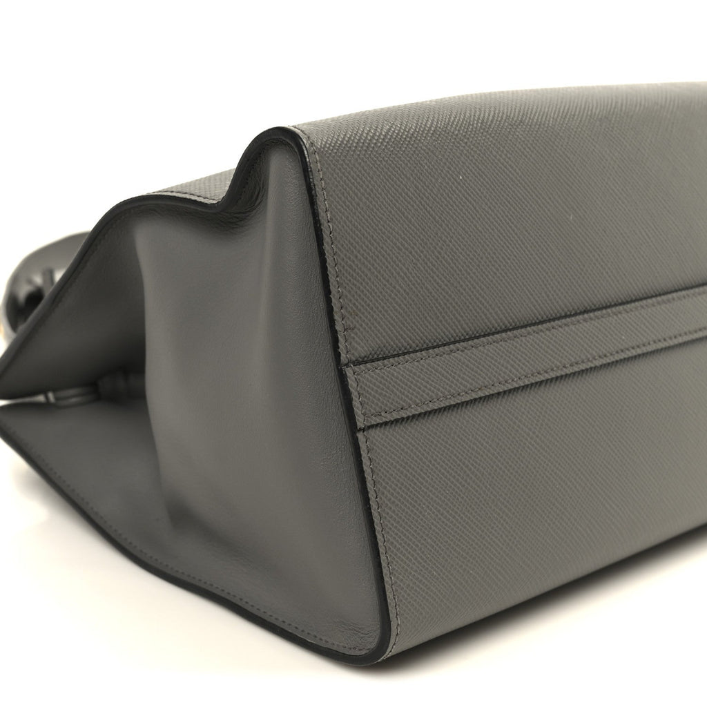Prada Saffiano Cuir Calfskin Medium Monochrome Top Handle Tote Ardesia