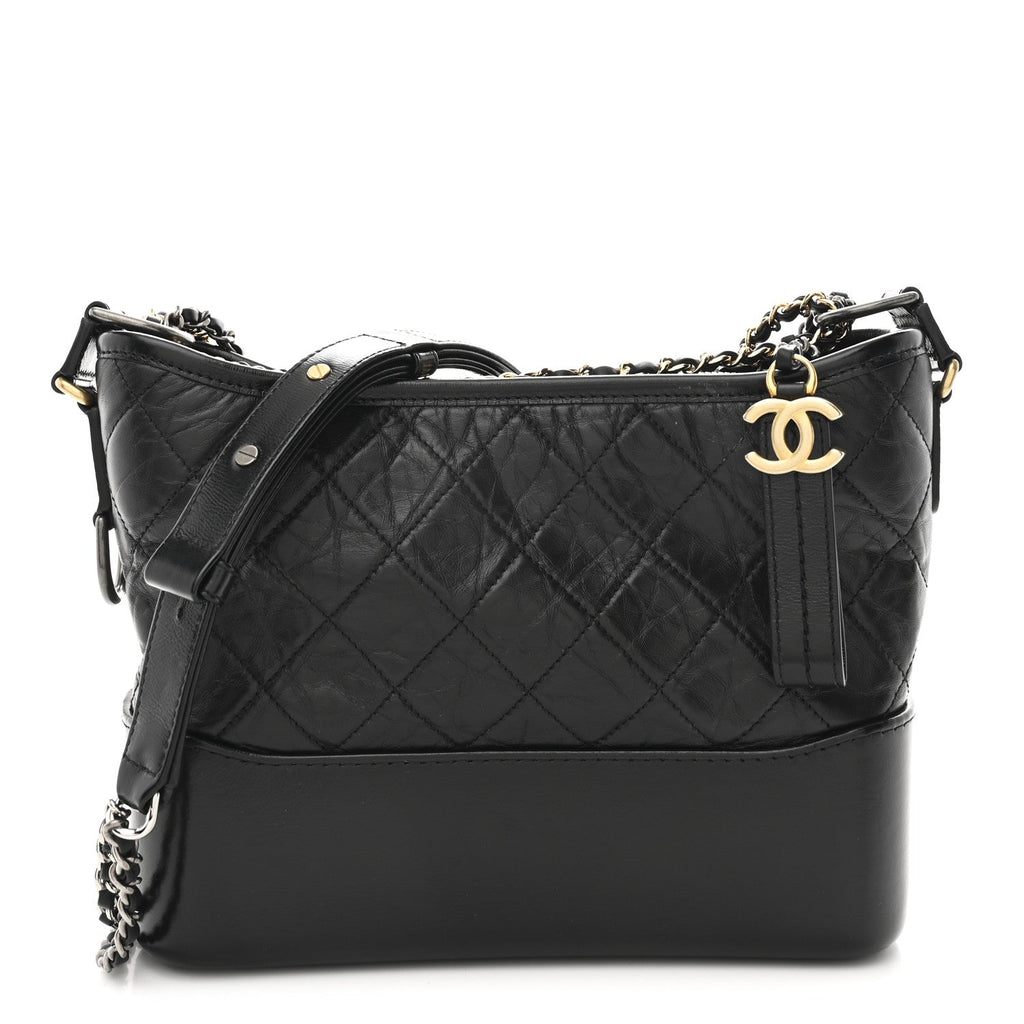 Chanel Aged Calfskin Quilted New Medium Gabrielle Hobo Black