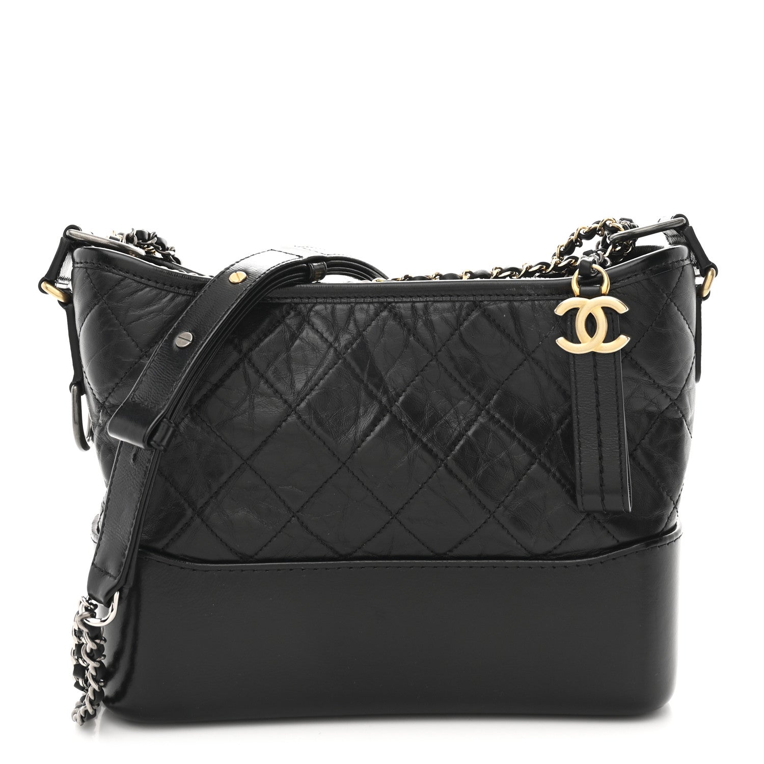 Chanel Aged Calfskin Quilted New Medium Gabrielle Hobo Black