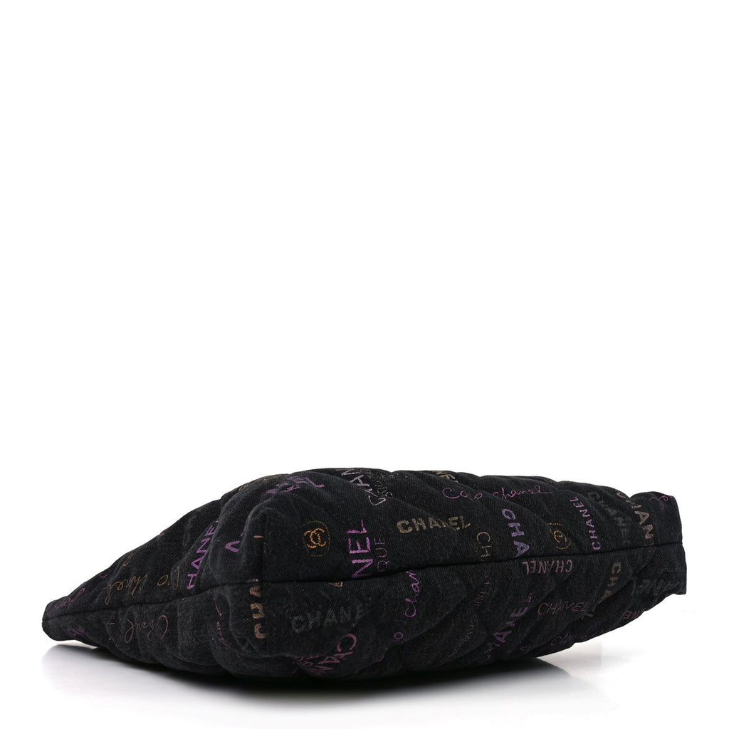 Chanel Denim Quilted Denim Mood Maxi Shopping Bag Black Multicolor