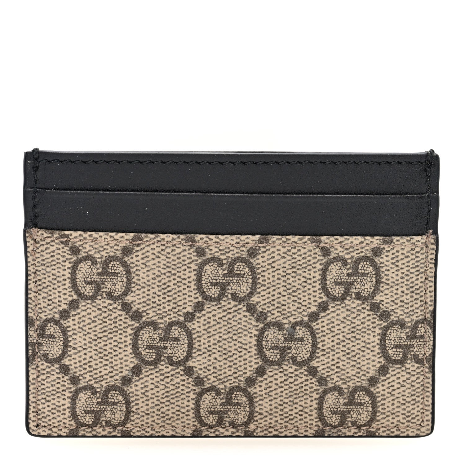 Gucci GG Supreme Monogram Calfskin Card Holder Beige Black