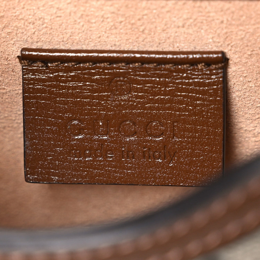Gucci GG Supreme Monogram Mini Horsebit 1955 Crossbody Bag Beige Brown Sugar