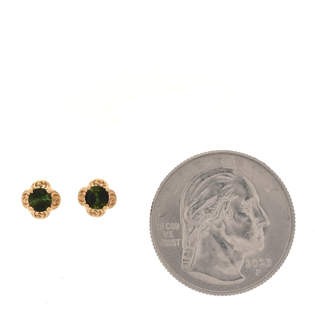 Gucci 18K Yellow Gold Green Tourmaline Interlocking G Earrings 49/4.75