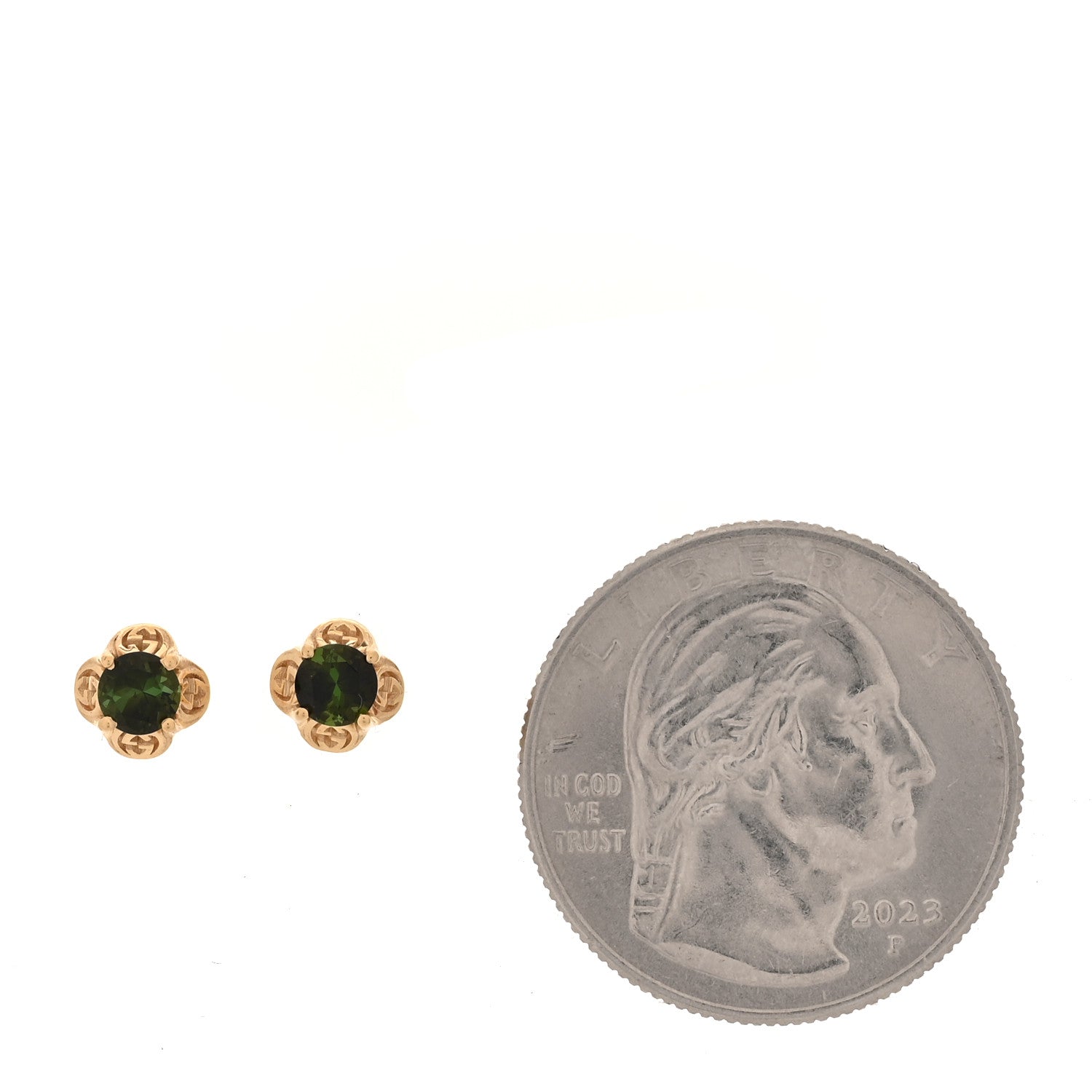 Gucci 18K Yellow Gold Green Tourmaline Interlocking G Earrings 49/4.75