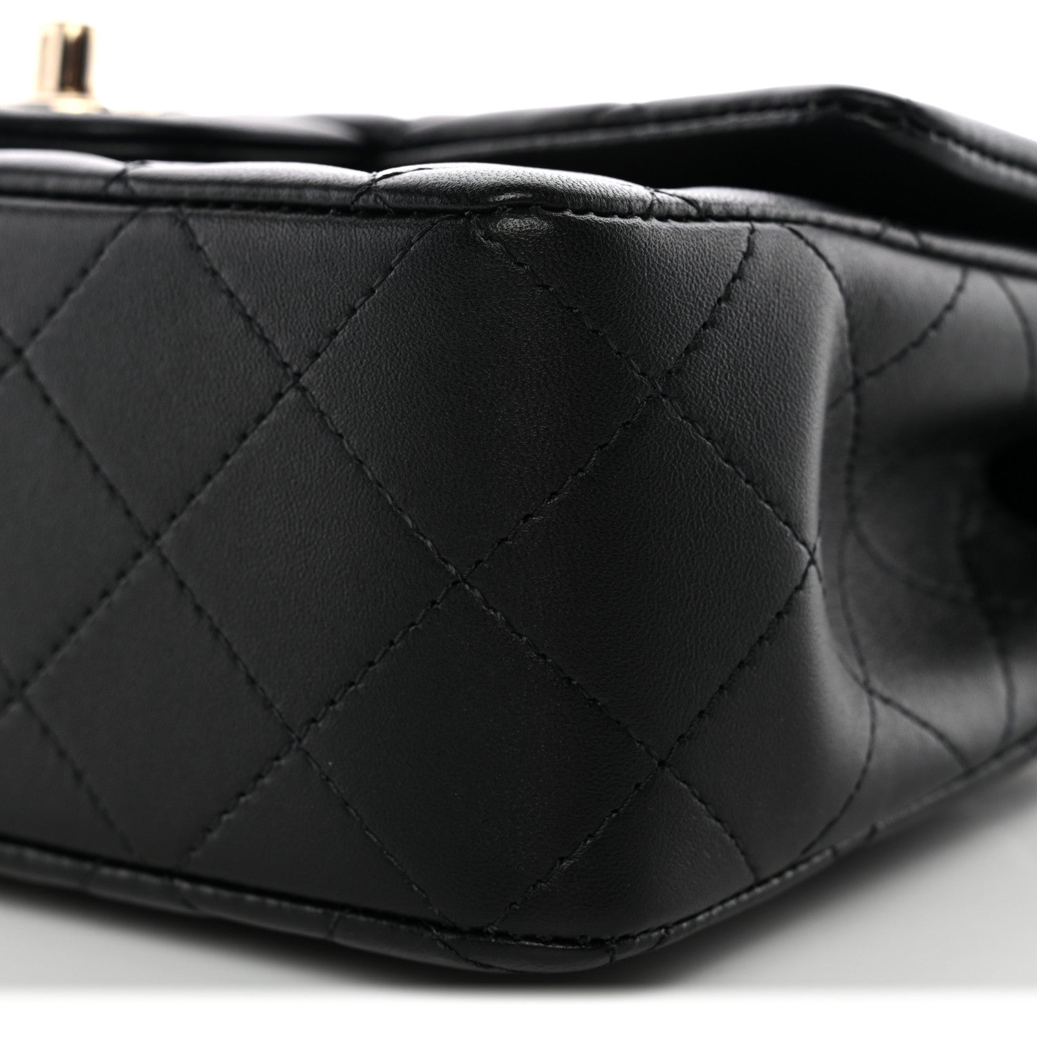 Chanel Lambskin Quilted Mini Top Handle Rectangular Flap Black