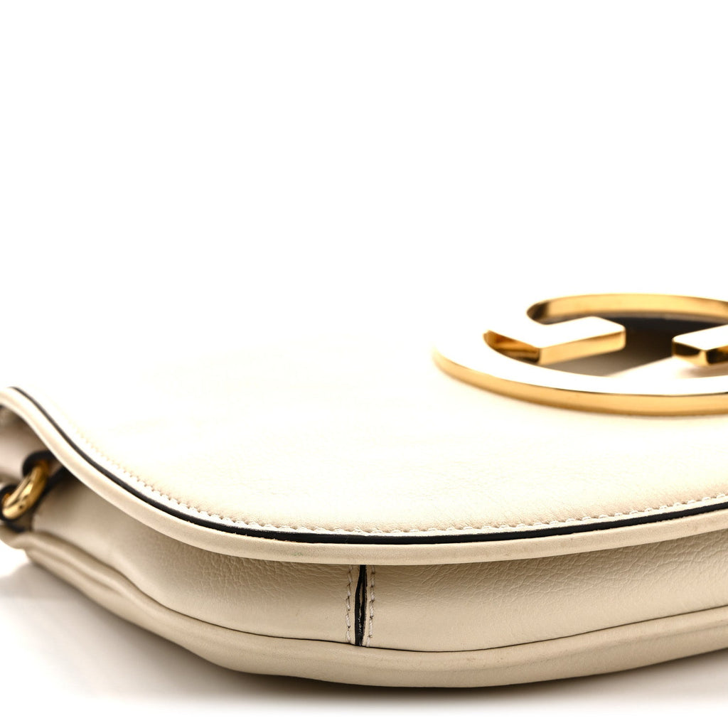 Gucci Roxy Calfskin Blondie Chain Shoulder Flap Bag Mystic White