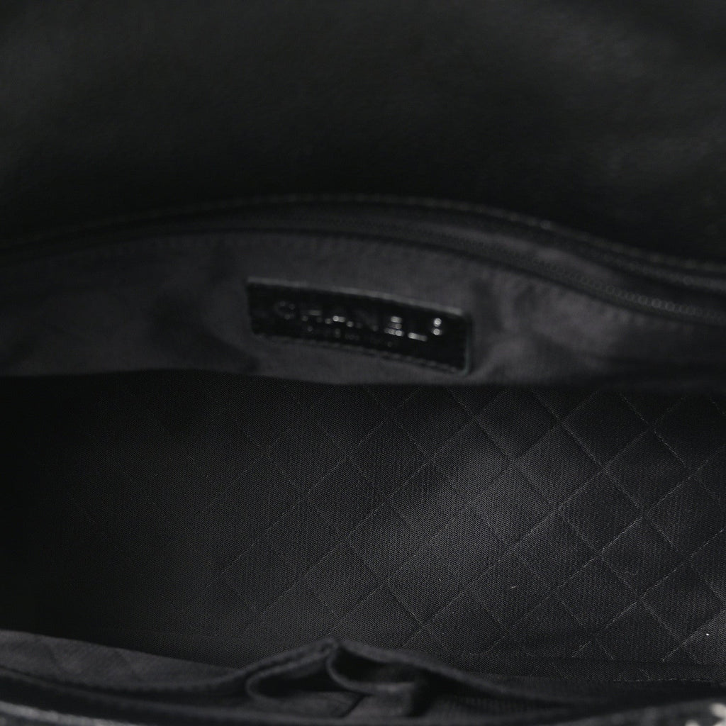 Chanel Tweed Trip Top Handle Flap Black