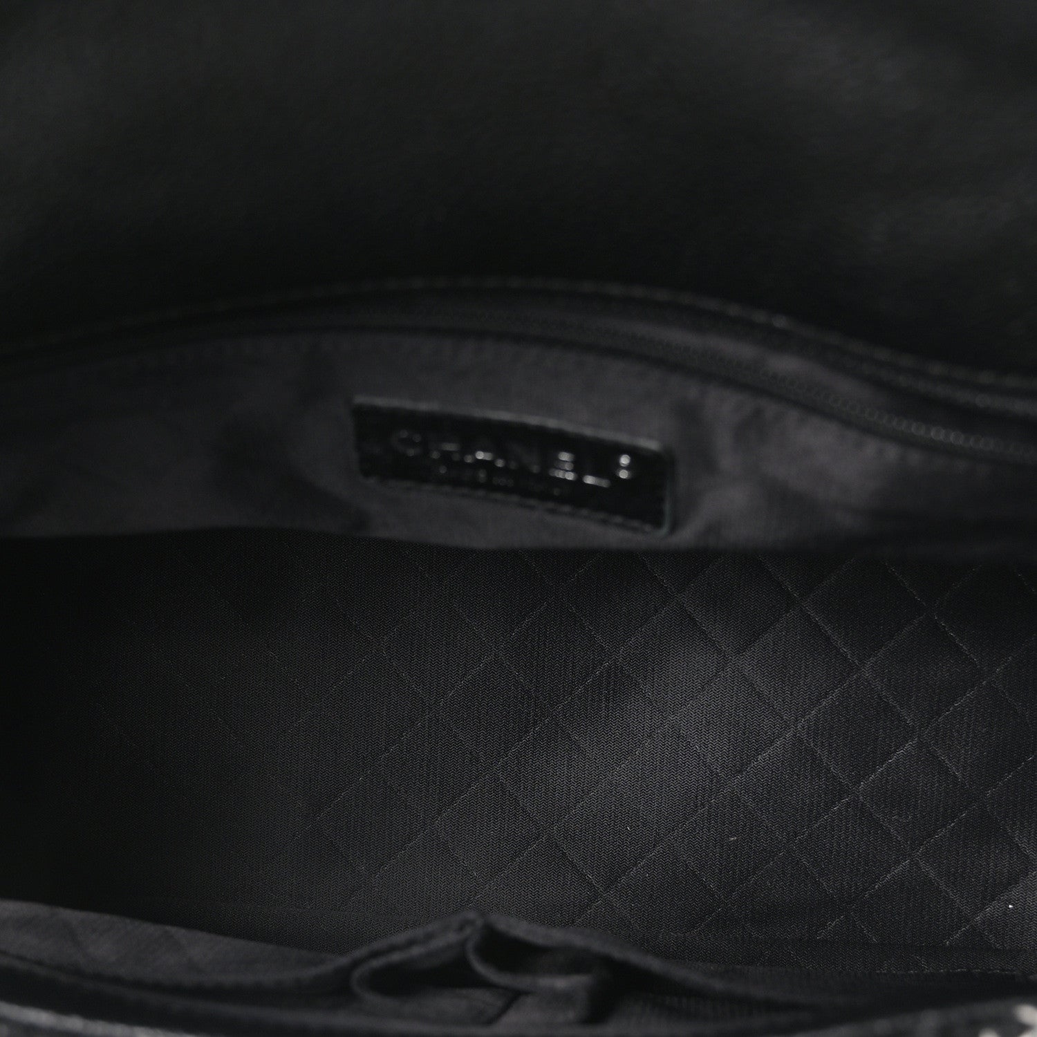 Chanel Tweed Trip Top Handle Flap Black