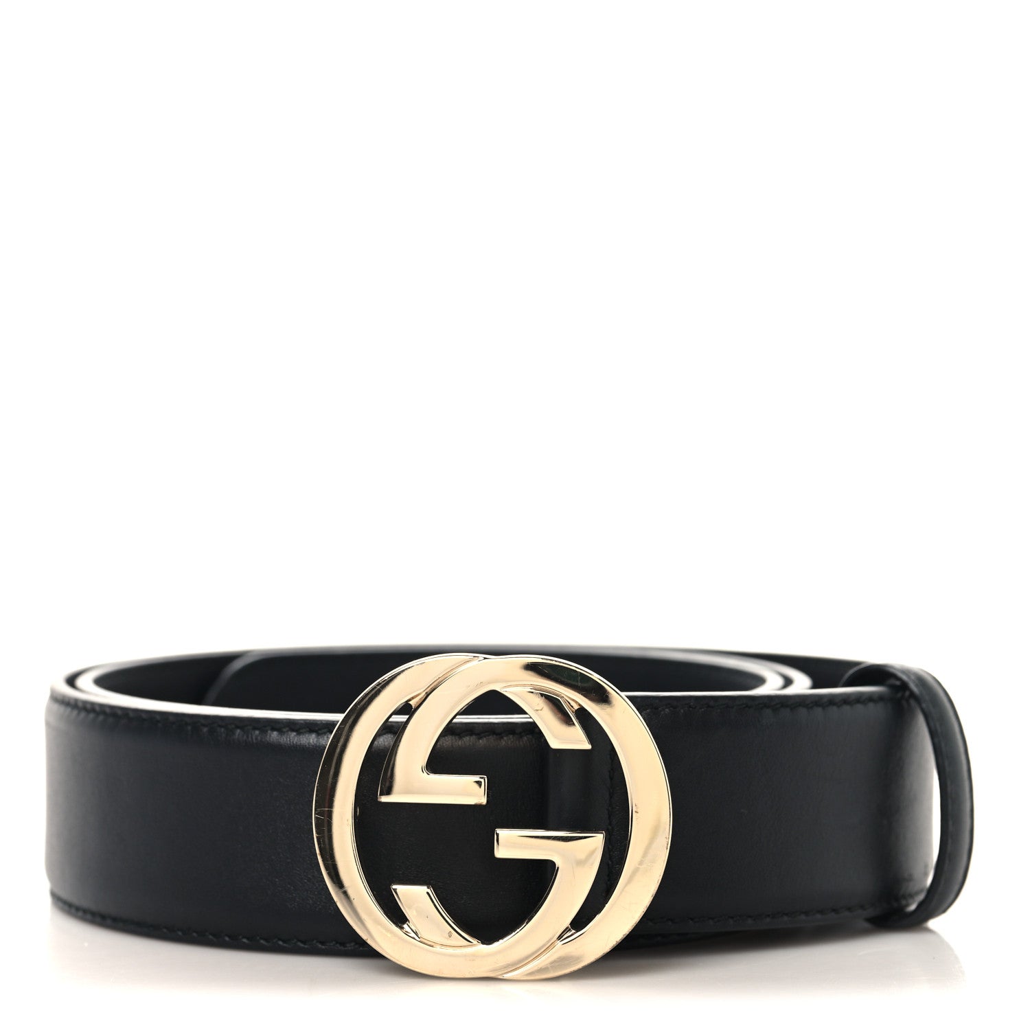 Gucci Calfskin Interlocking G 37mm Belt 90 36 Black