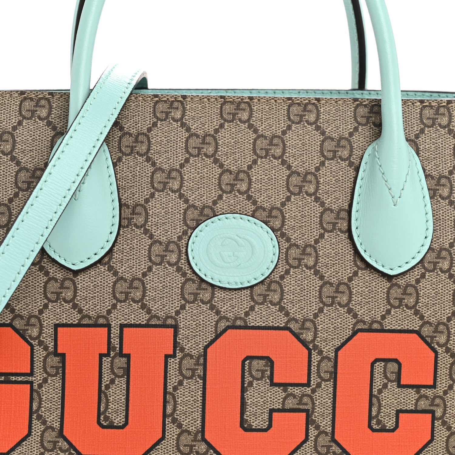 Gucci GG Supreme Monogram Textured Dollar Calfskin Web Gucci Tiger Small Retro Interlocking G Tote Bag Multicolor