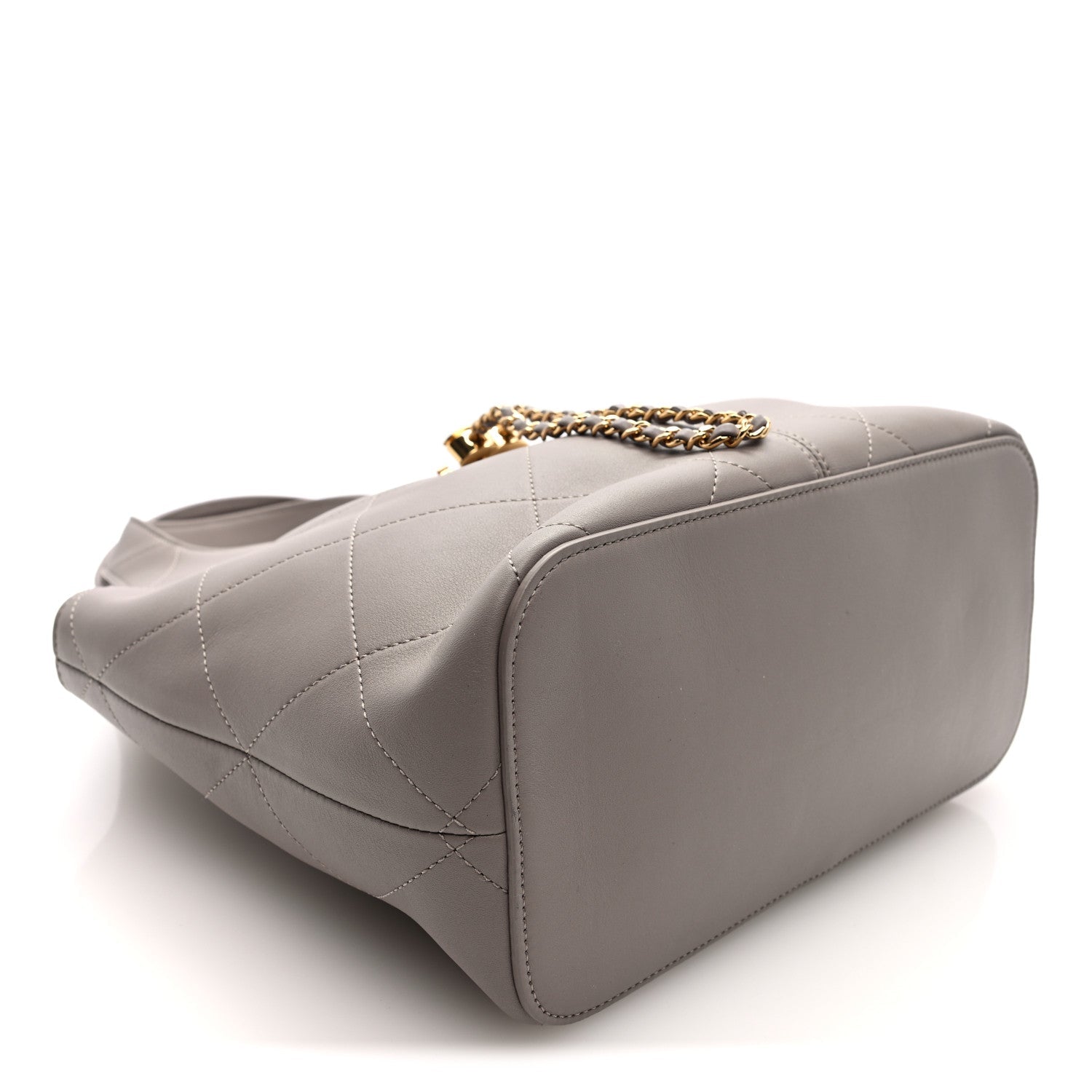 Chanel Calfskin Quilted Shopping Bag Dark Grey