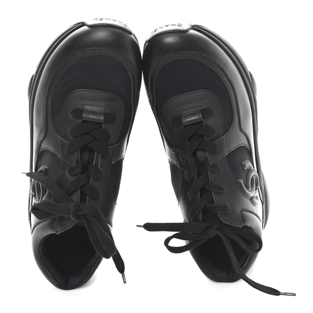 Lambskin Fabric CC Uniform Sneakers 39.5 Black