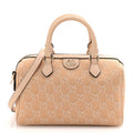 Gucci Summer Denim Calfskin GG Monogram Small Ophidia Top Handle Bag Souffle Rose