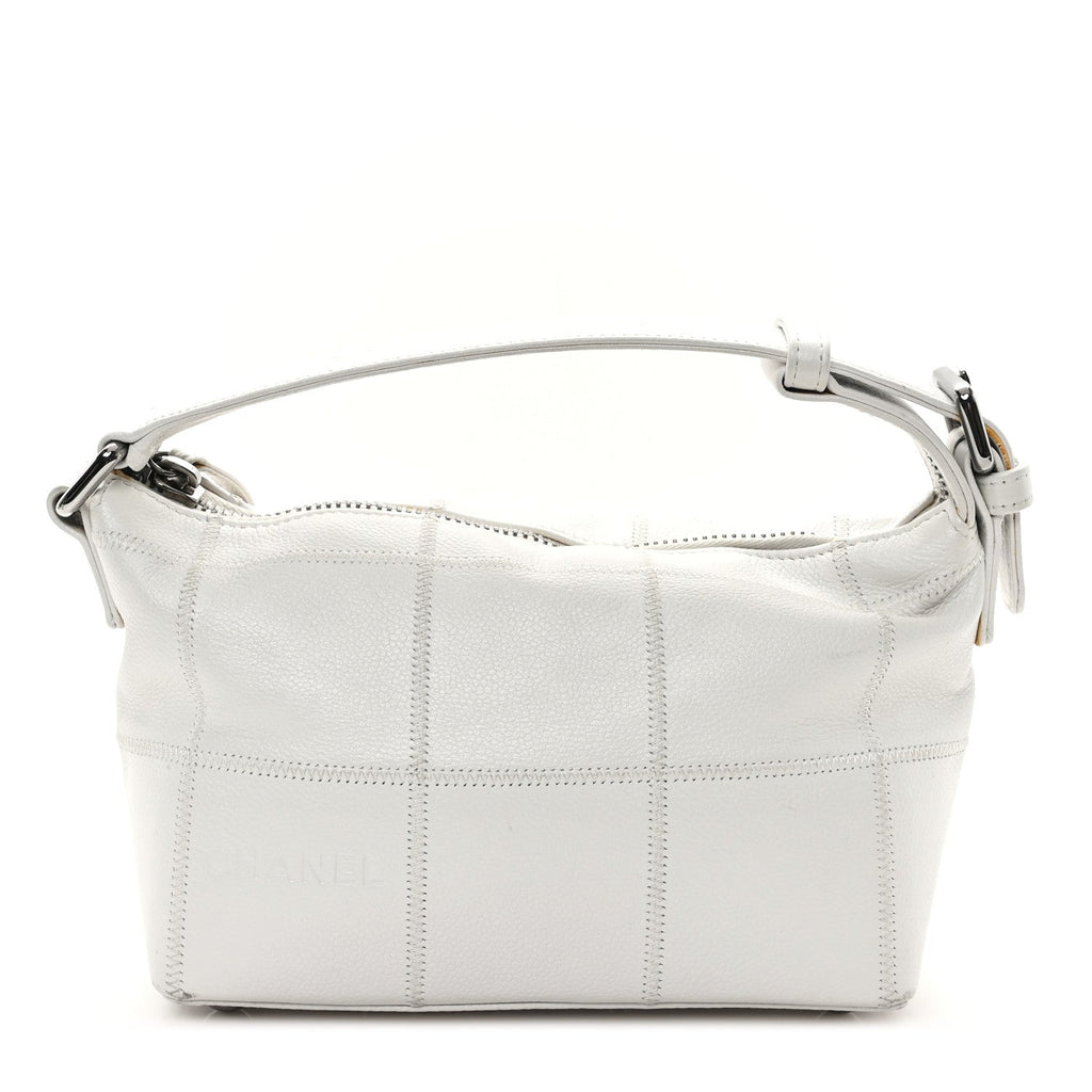 Chanel Caviar Square Stitched Bag White