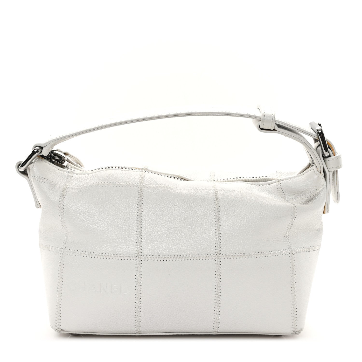 Chanel Caviar Square Stitched Bag White