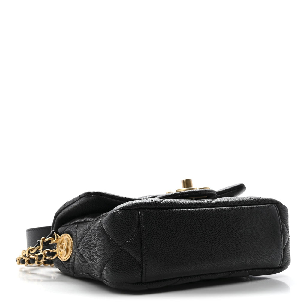 Chanel Caviar Quilted Mini Twist Your Buttons Flap Black