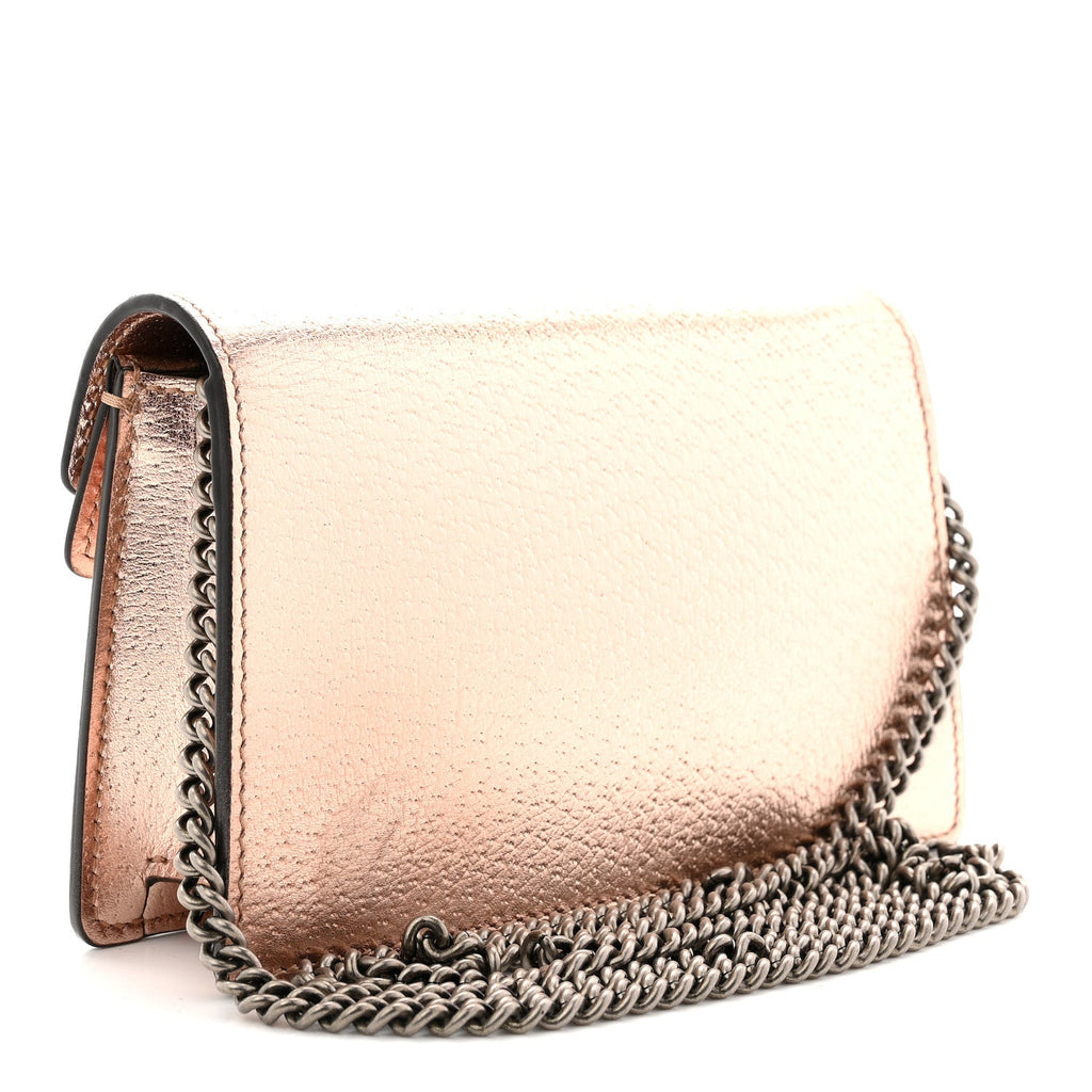 Gucci Metallic Calfskin Super Mini Dionysus Shoulder Bag Rose Gold