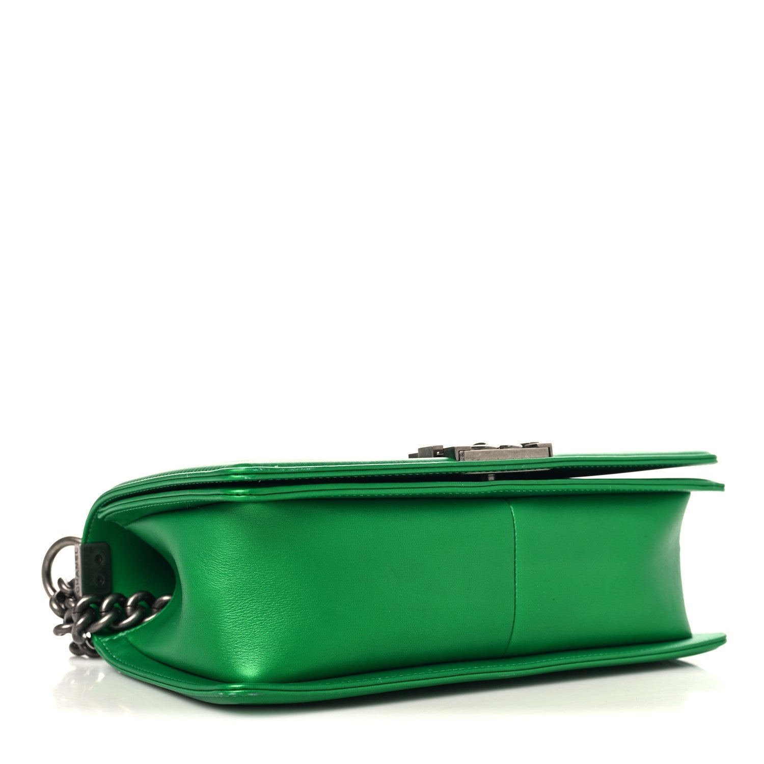 Chanel Metallic Calfskin Quilted Medium Boy Flap Green