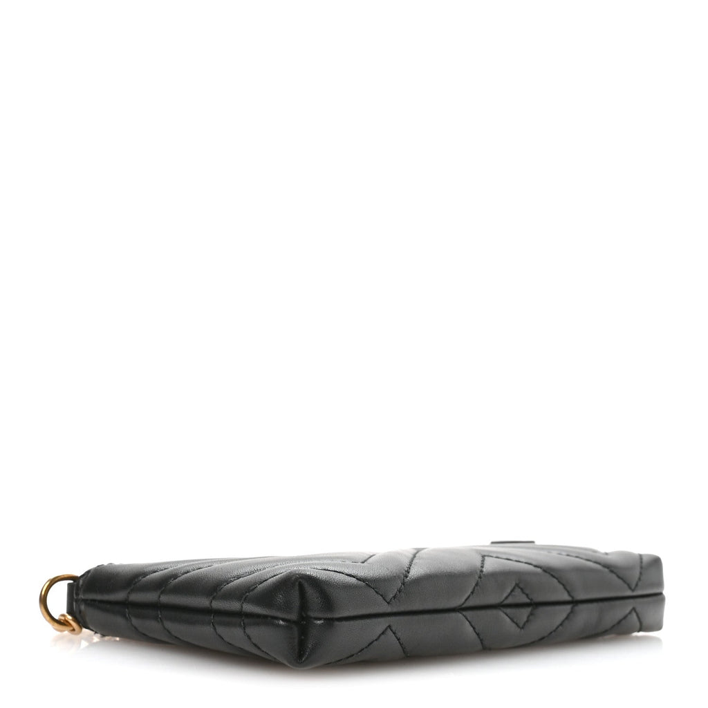 Gucci Calfskin Matelasse Mini GG Marmont Chain Bag Black