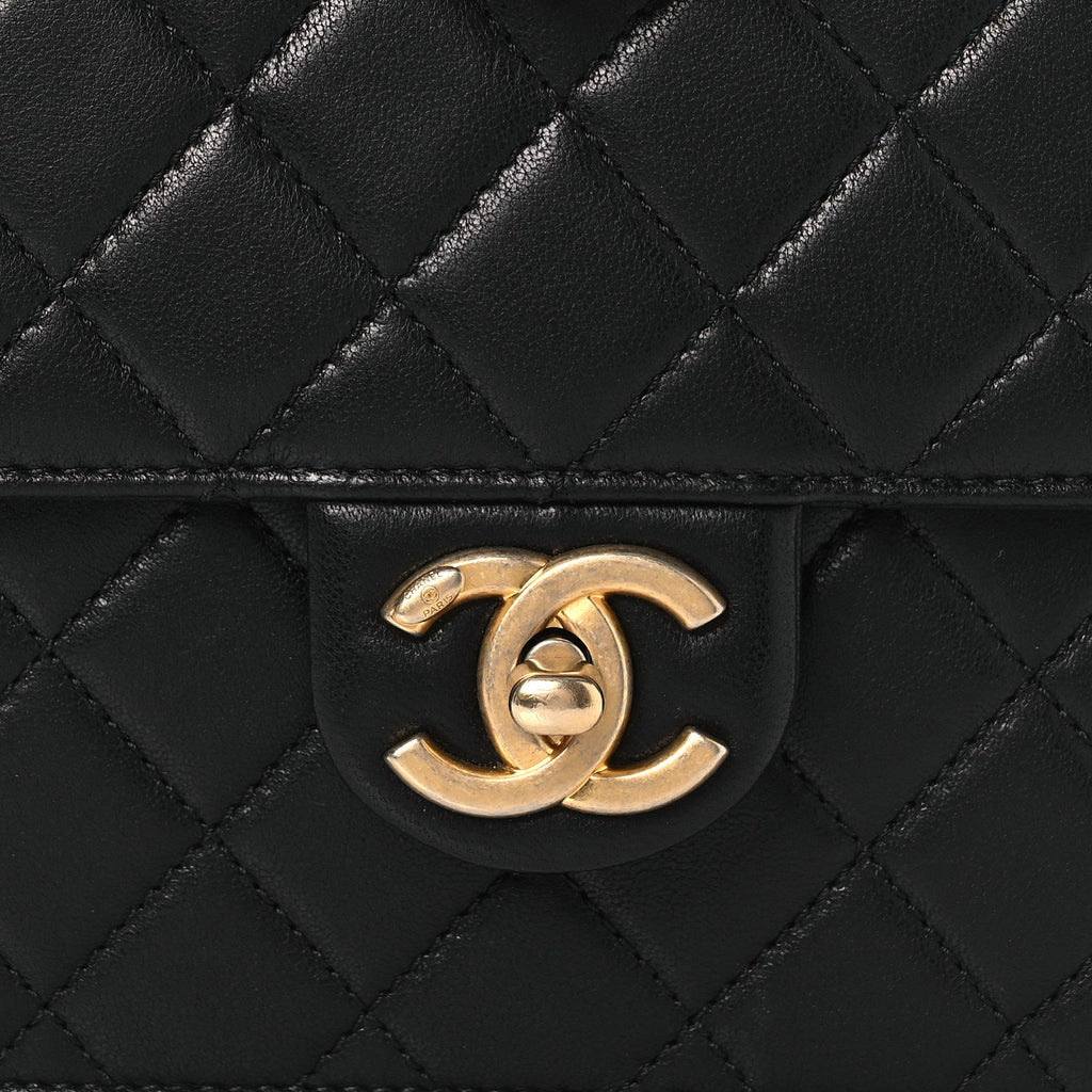 Chanel Goatskin Quilted Chic Pearls Flap Black