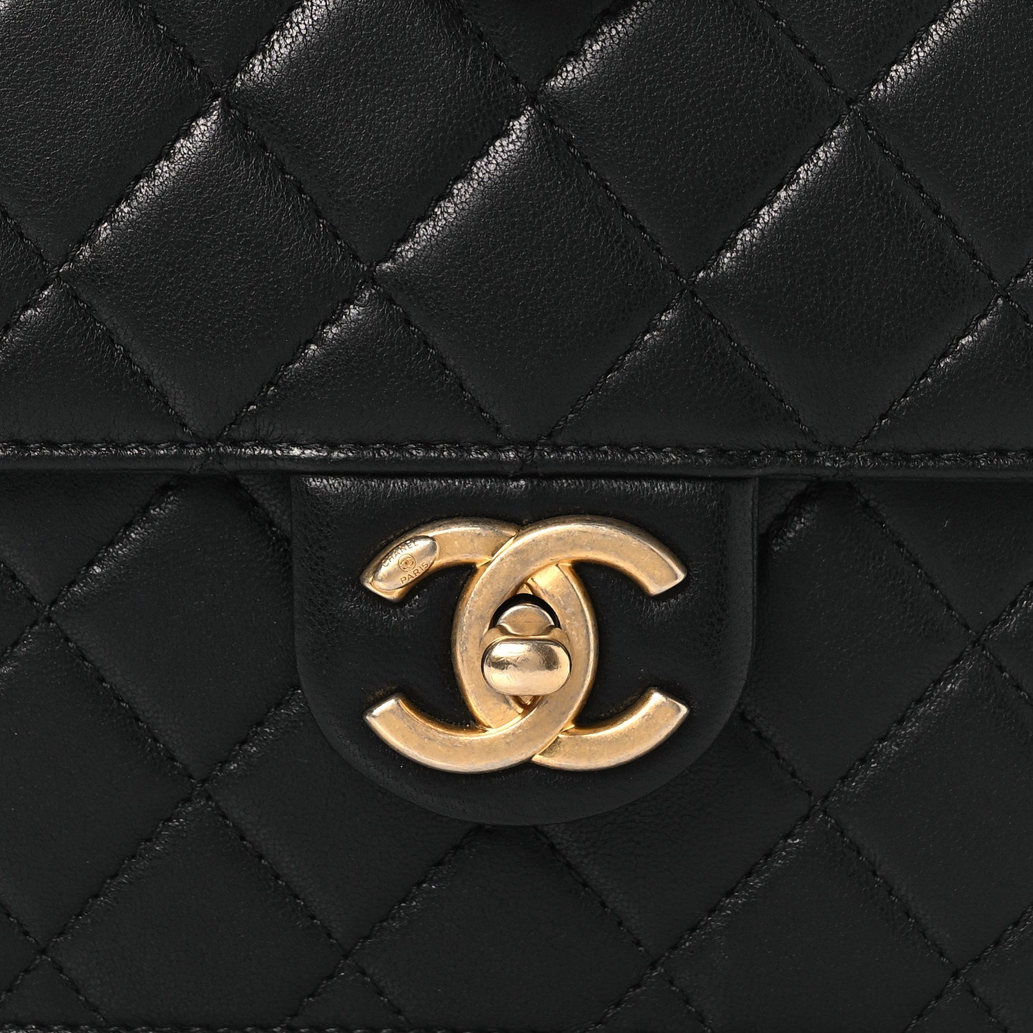 Chanel Goatskin Quilted Chic Pearls Flap Black