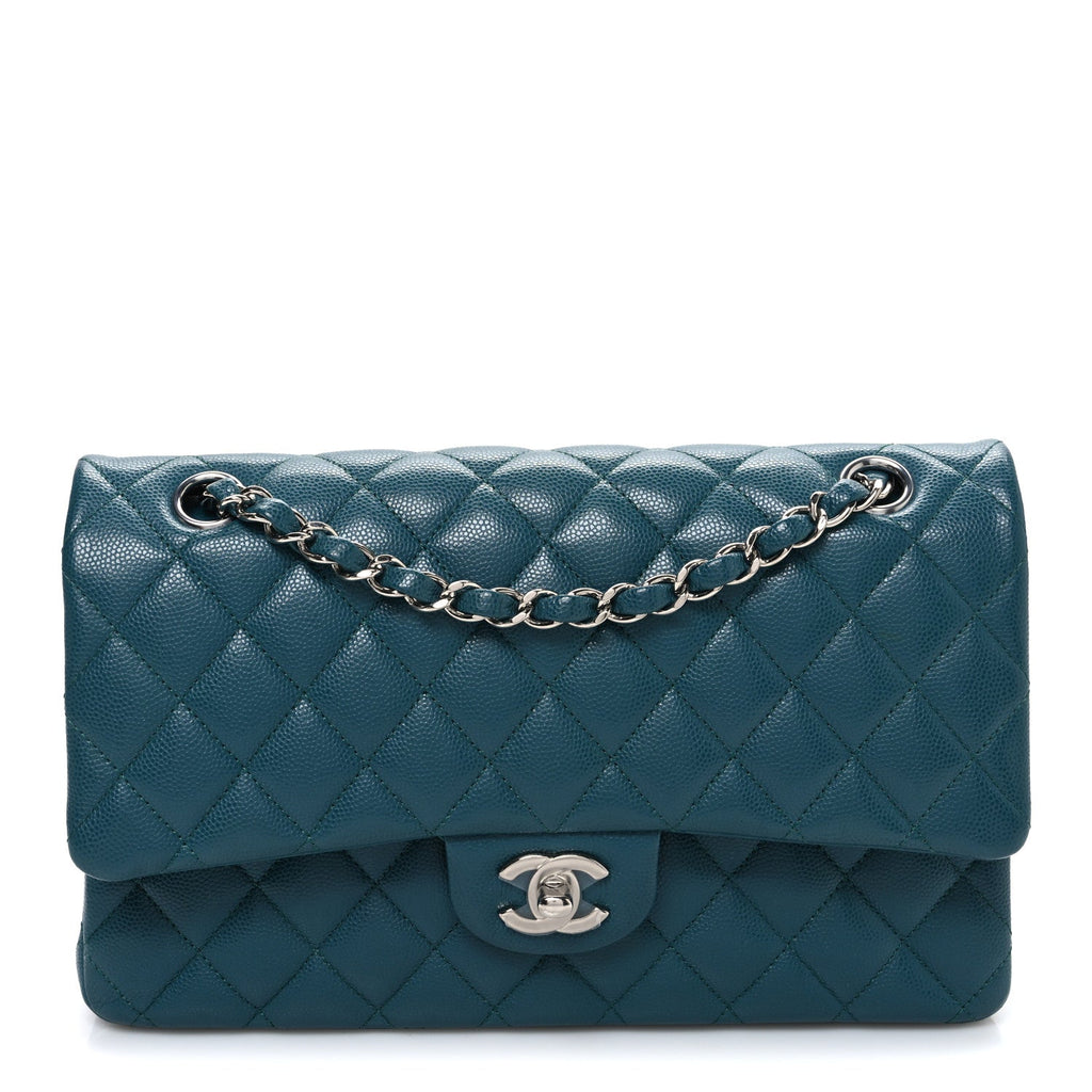 Chanel Caviar Quilted Medium Double Flap Dark Turquoise