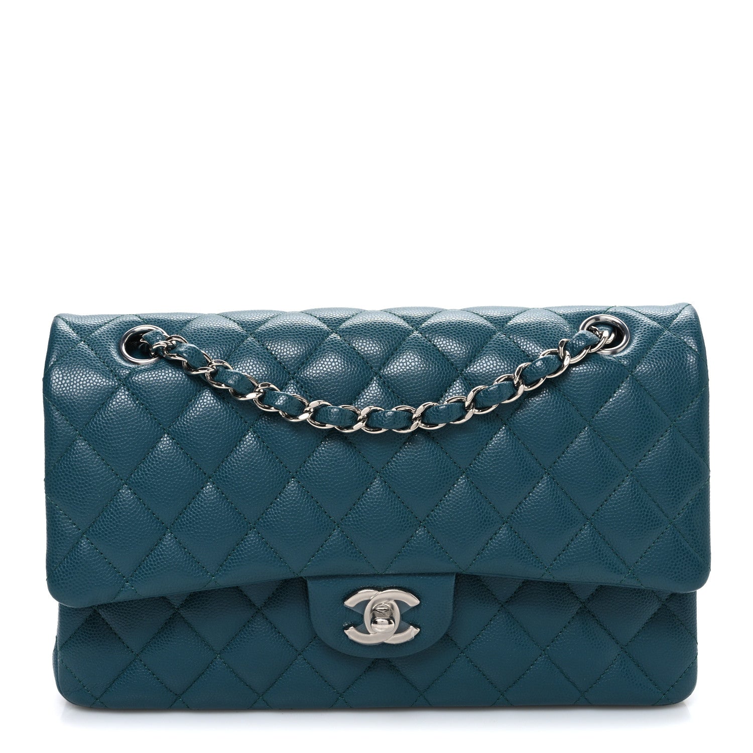 Chanel Caviar Quilted Medium Double Flap Dark Turquoise
