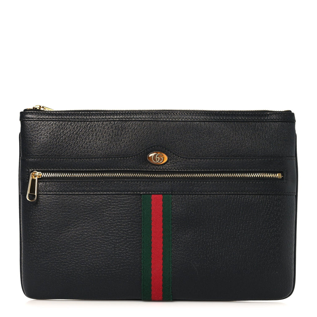 Gucci Calfskin Large Ophidia Pouch Clutch Black