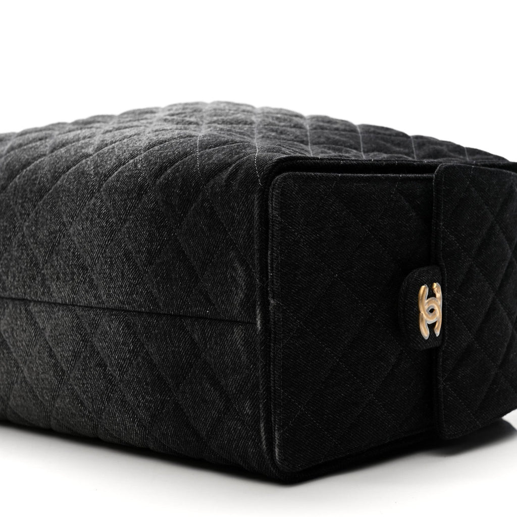 Chanel Washed Denim Quilted Large Chanel 25 Handbag Black