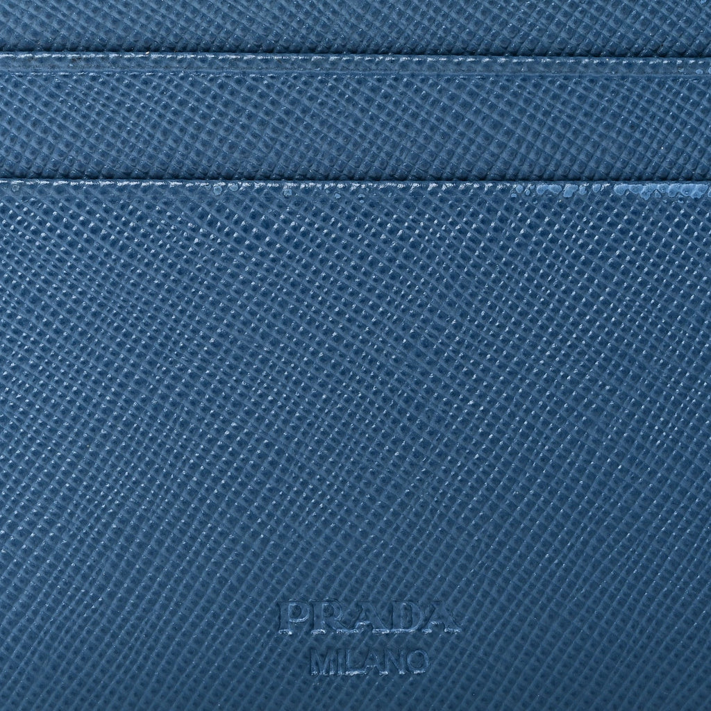 Prada Saffiano Bi-Fold Wallet Cobalto