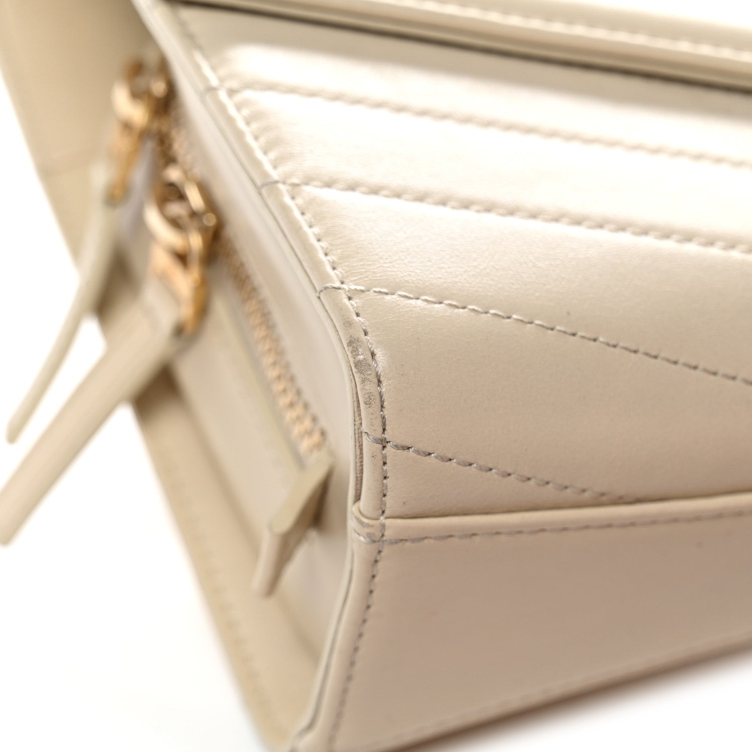 Chanel Calfskin Chevron Quilted Large Medal Flap Light Beige