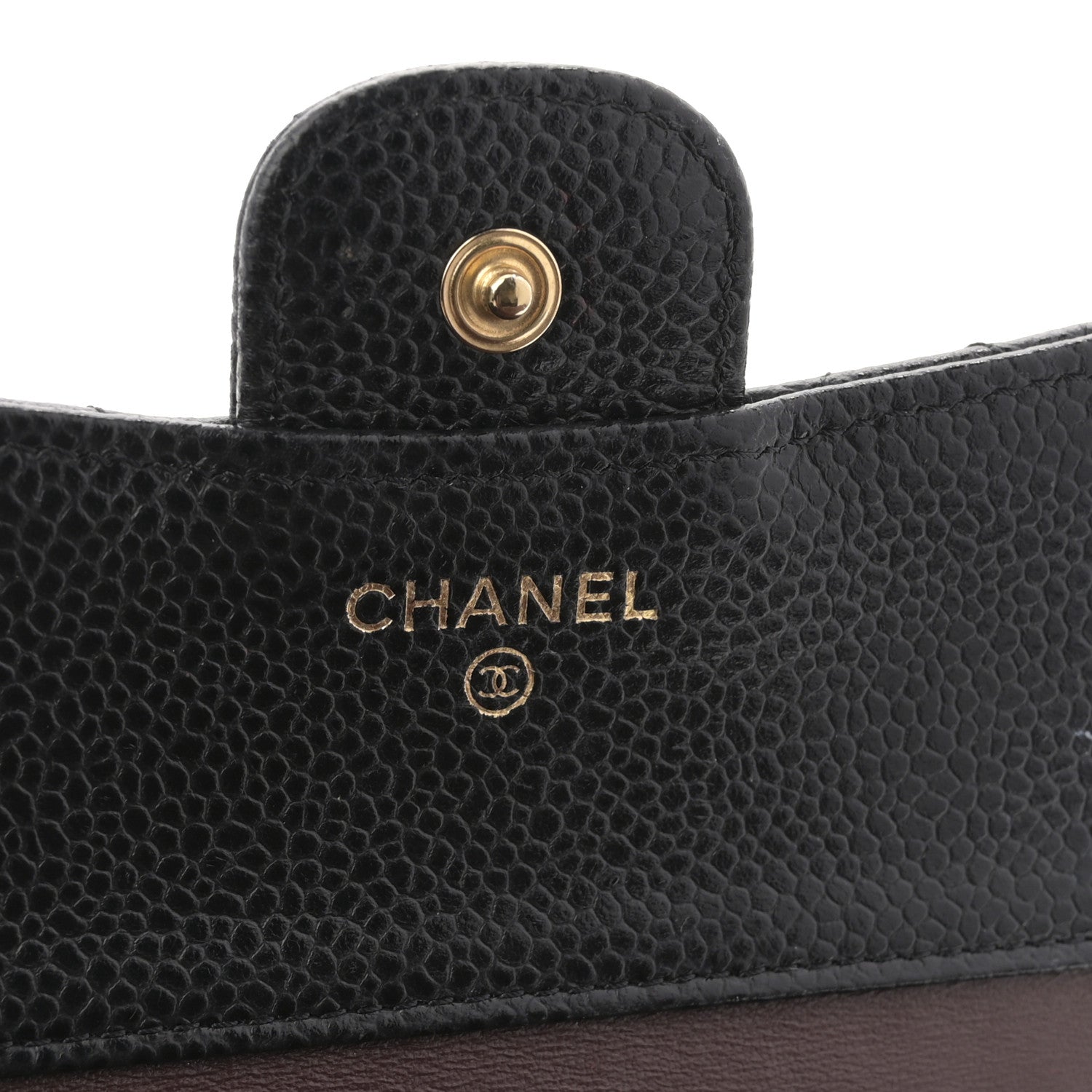 Caviar Quilted Tri-Fold Flap Wallet Black