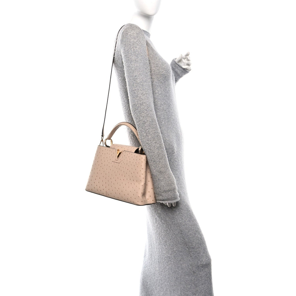 Louis Vuitton Ostrich Capucines PM Rose Champagne