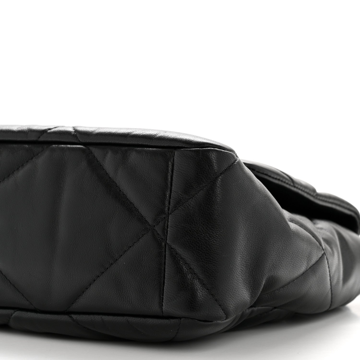 Chanel Shiny Goatskin Quilted Large Chanel 19 Flap Black