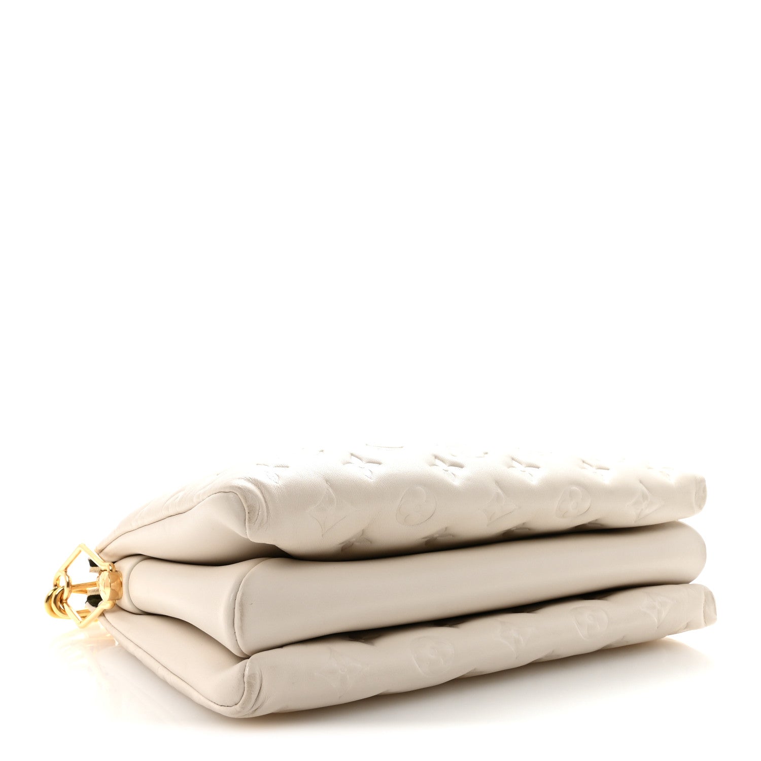 Louis Vuitton Lambskin Embossed Monogram Coussin PM White